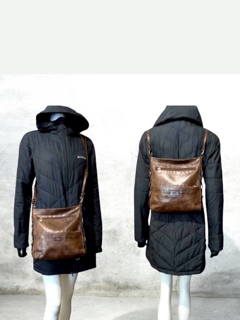 The Trend Made in Italy Brown Vintage Backpack Crossbody Bag W10.5’ X 11…